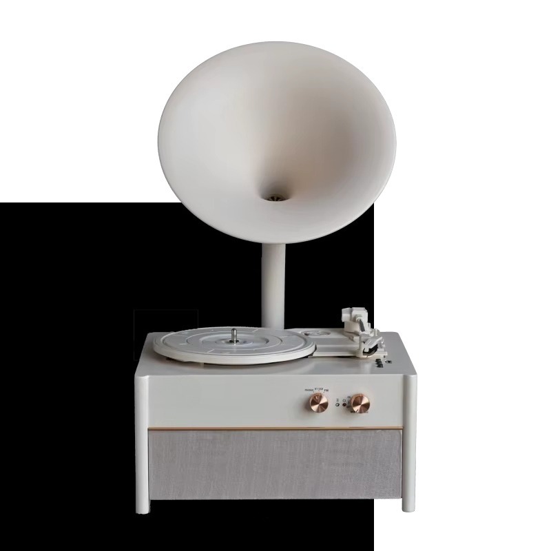Audio Music Player Pc - مشغل تسجيلات فينيل أبيض أنيق، طراز