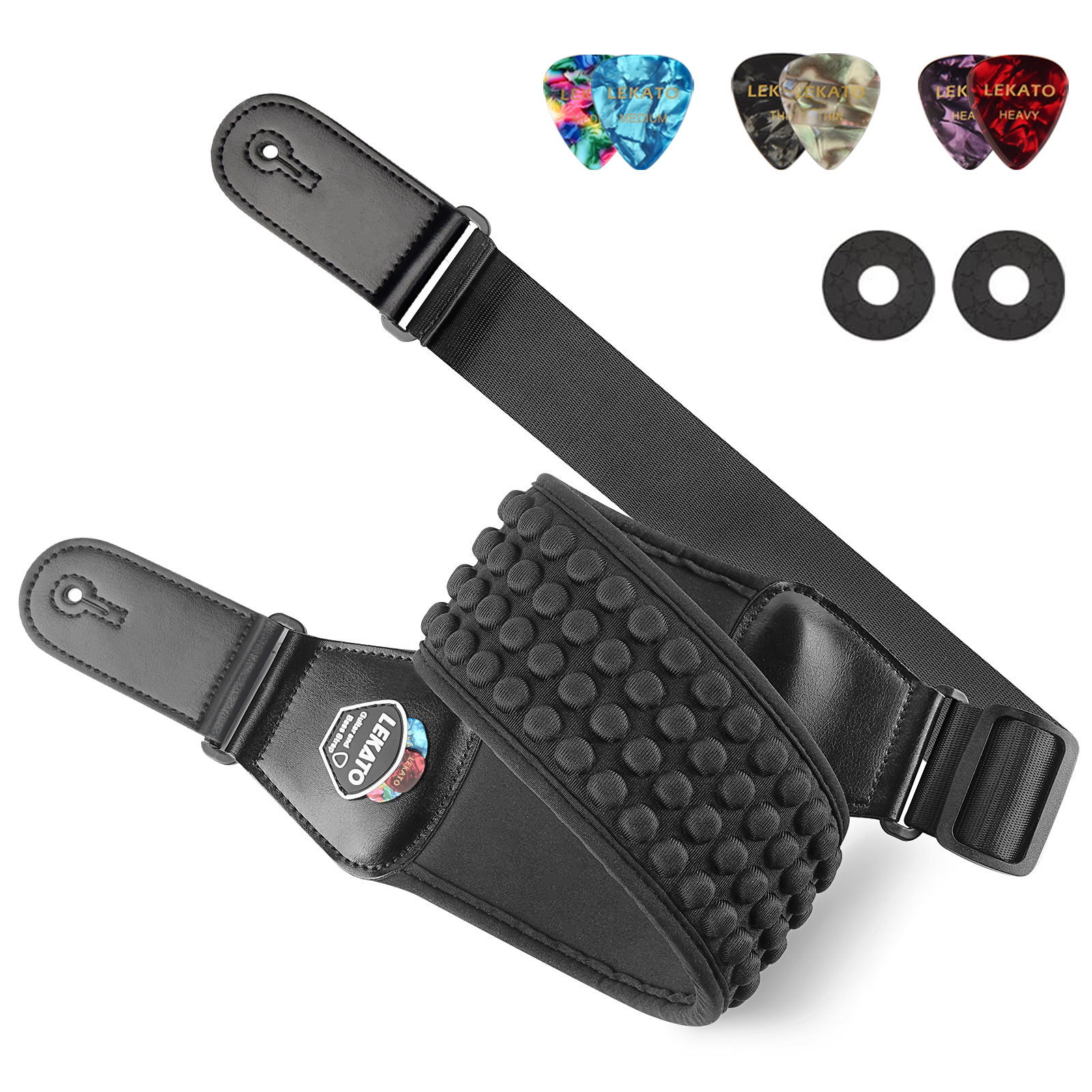 حزام جيتار Lekato Pro - 3 حامل - مراجعة Guitar Strap Padded وسعره